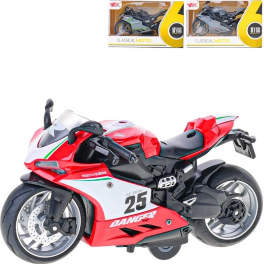 Metalen race-motor 14 cm 1:12 met terugtrekmechanisme in doosje - 1 stuk