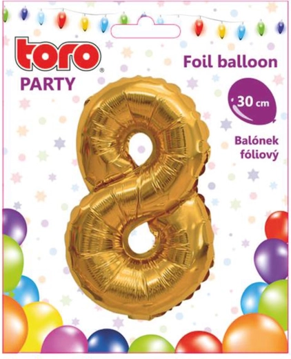 Folieballon cijfer 8, 30 cm, goud TORO