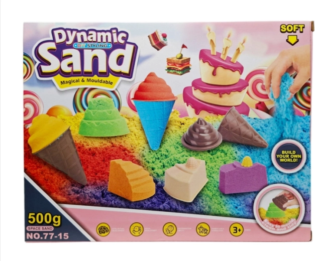 Kinetisch zand 500 g met dessertvormpjes