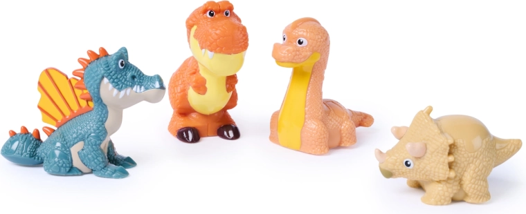 4 dinosaurusfiguren met kogelvormige basis