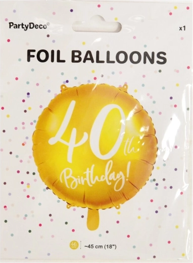 Folieballon cijfer 40 goud 45 cm