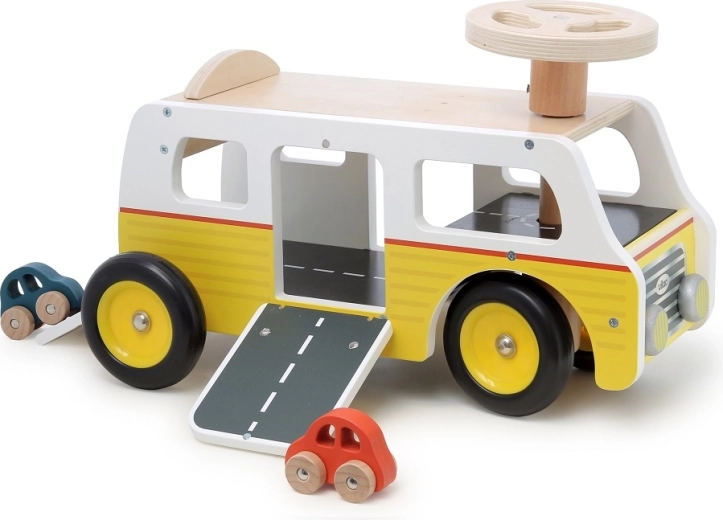 Vilac houten loopwagen retro bestelbus met garage