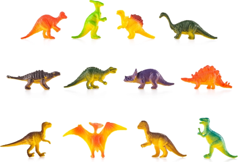 18 bonte dinosaurussen voor creatief spel