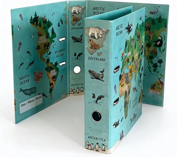 Design hefboomordner A4 7,5 cm – wereldkaart