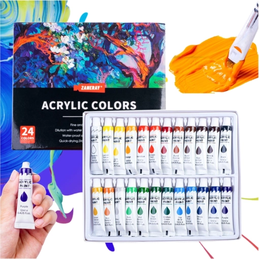 Set acrylverf voor kunstenaars 24×12 ml in tubes – rijk gepigmenteerd