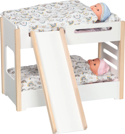 Stapelbed voor poppen met glijbaan