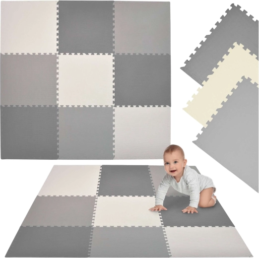 Humbi schuim puzzelmat XXL 180 × 180 cm grijs-crème