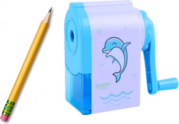 Draaislijper voor potloden met dolfijnmotief Blauw