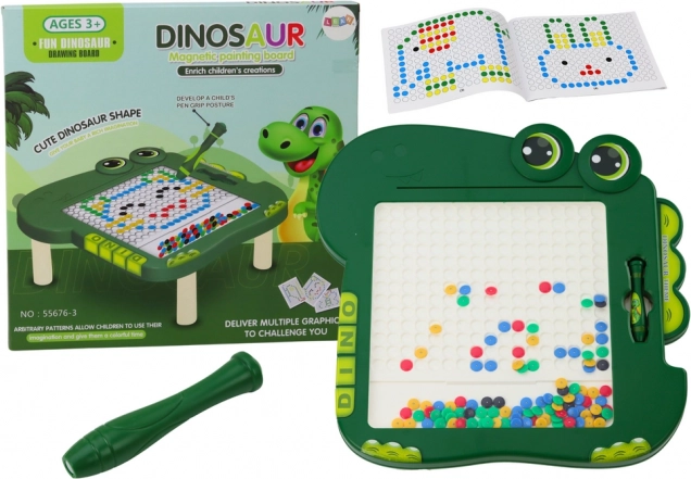 Magnetisch educatief dinosaurusbord - Groen met kralen