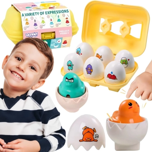 Woopie Montessori-inlegpuzzel met eitjes en kuikentjes - 6 stuks
