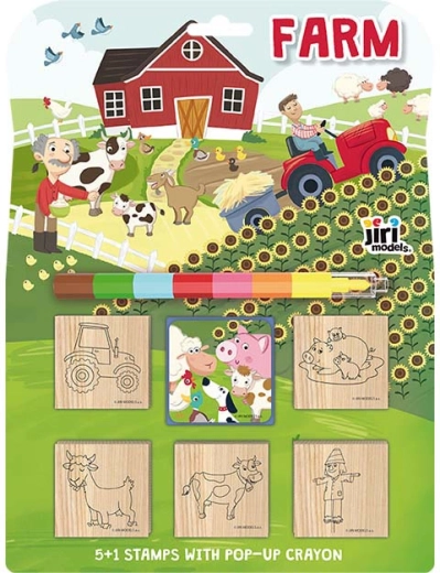 Stempelset Boerderij met waskrijt