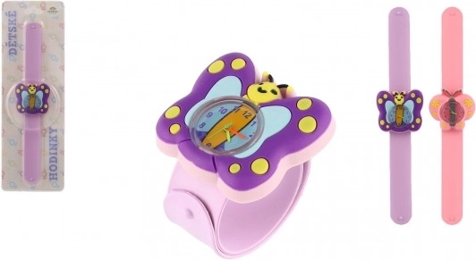Kinderhorloge met automatisch oprollende slap-band en vlindertje, siliconen, 22 cm