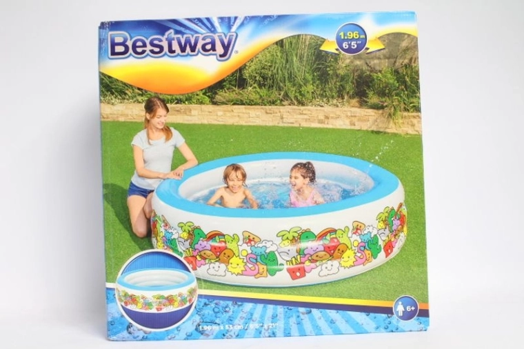 Bestway opblaasbaar kinderzwembad 196 × 53 cm met kleurrijk motief