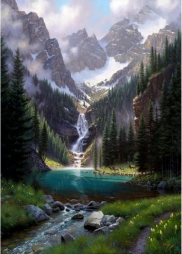 Diamantborduren (diamond painting) – Staw w górach 30 × 40 cm