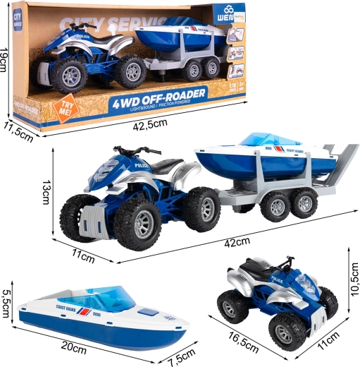Politieset – quad en motorboot 1:16