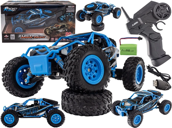 Radiografisch bestuurde desert truck 4WD 2,4 GHz 1:24 blauw - 1 stuk