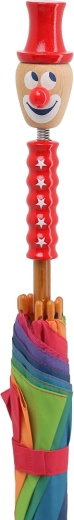 Speelse handgreep met clown van natuurlijk hout