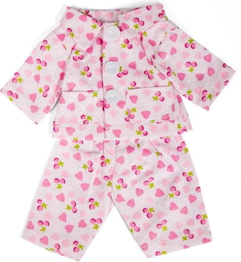 Bigjigs Toys roze pyjama met hartjes en kersjes voor pop van 34 cm