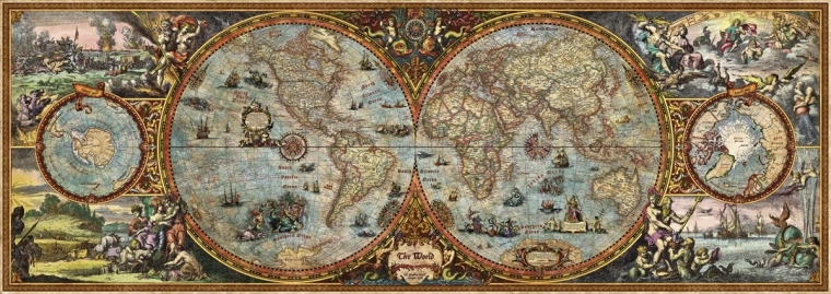 HEYE Panorama-puzzel Wereldkaart (halfronden) 6000 stukjes