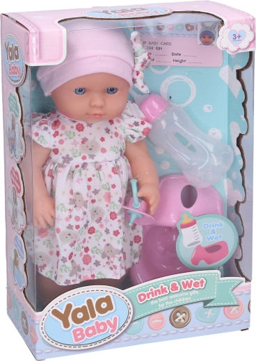 Baby die plast met een flesje 30 cm