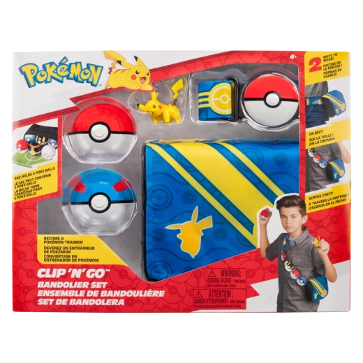 Pokémon Clip ‘N’ Go trainersset met Pikachu – riem, 2 Pokéballs en etui