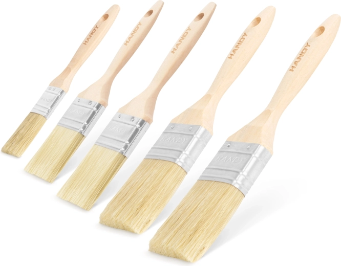 Set platte verfkwasten met houten handvat, 5 stuks