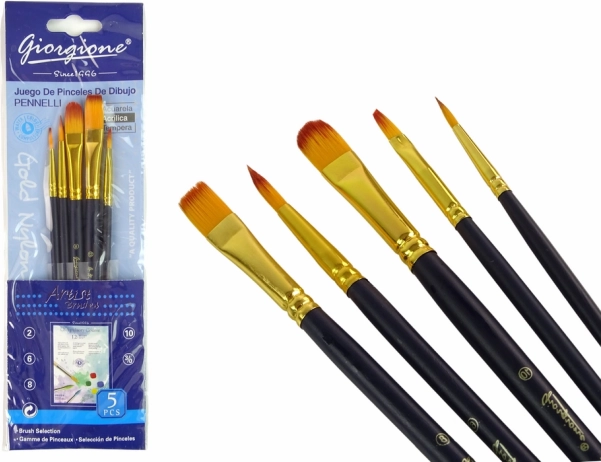 Set van 5 kunstschilderskwasten
