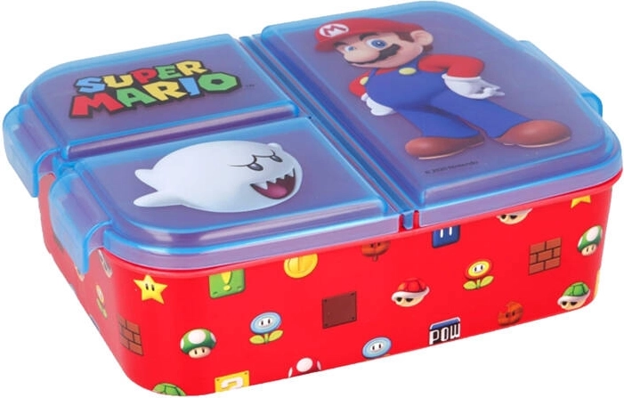 Grote lunchbox Stor Super Mario met 3 vakjes (blauw-rood)