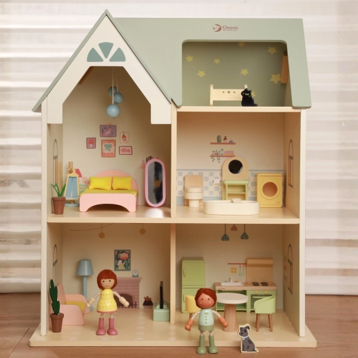Volledig ingericht poppenhuis