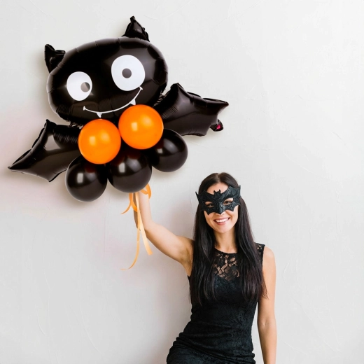 Halloween-ballondecoratie met vleermuis