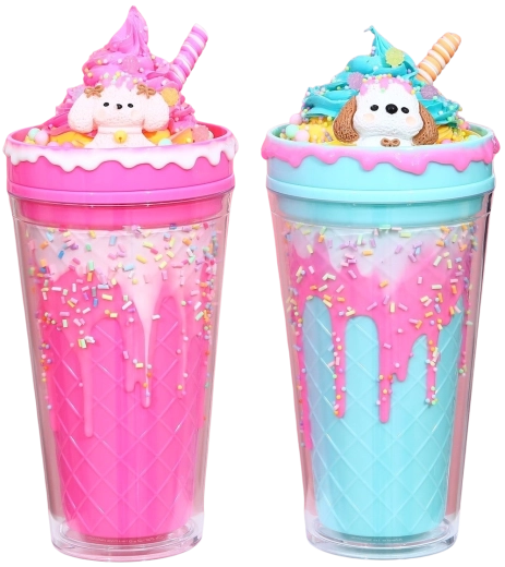 Beker met deksel en rietje IJshond 480 ml