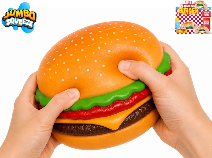 Stretchy jumbo hamburger antistress knijpspeeltje 12 × 12 × 5,5 cm