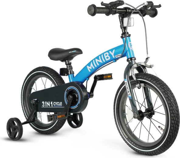 Qplay kinderfiets Miniby 3-in-1 blauw (14")