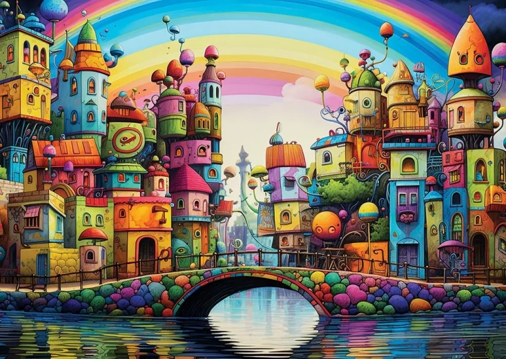 Puzzel Regenboogstad 1000 stukjes