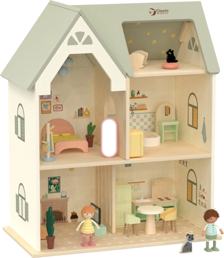 Houten poppenhuis Cozy Cottage met meubels