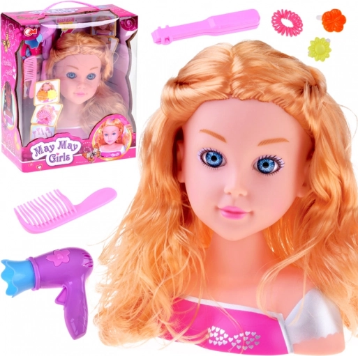 kapselhoofd – blonde pop met kappersaccessoires 20 cm