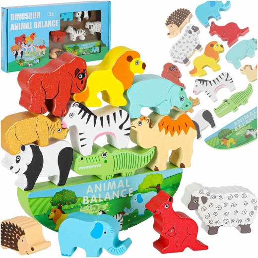 Houten Montessori evenwichtsspel dieren
