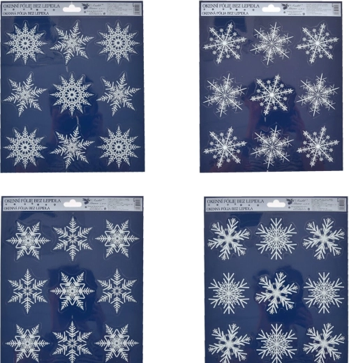 Raamdecoratiefolie met glinsterende sneeuwvlokken 24 × 27 cm (4 varianten)