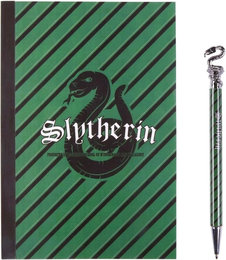 A5-notitieboek en balpen met Slytherin-motief
