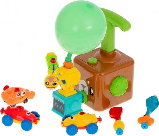 Ballon-lanceerstation met autootjes – aerodynamisch beertje, educatieve set met 23 onderdelen