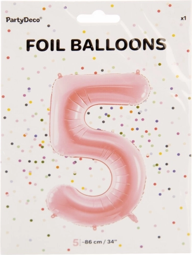 Folieballon nummer 5 roze 86 cm