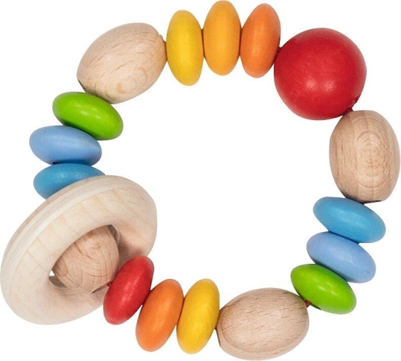 Regenboog tast-ring met elastische bolletjes - 1 stuk
