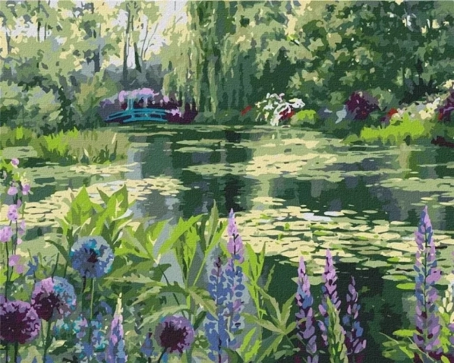 Schilderen op nummer Bosmeertje met lelies 40 × 50 cm