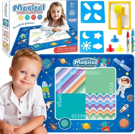 Woopie watertekenmat XXL ruimte blauw 100 × 80 cm