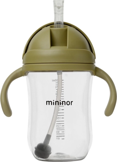 Mininor fles met rietje Tritan 330 ml moss green