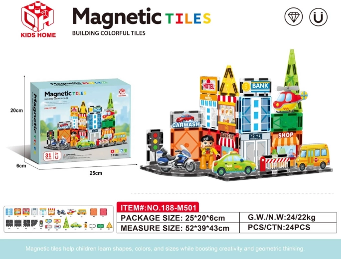 Magnetische bouwset stad met 31 onderdelen