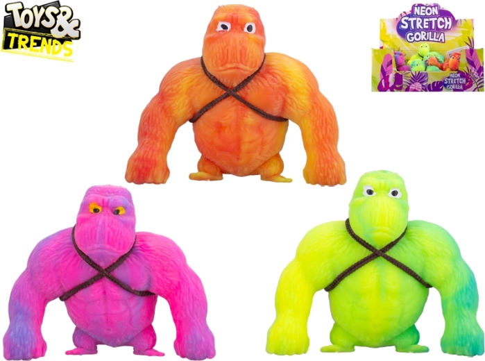 Super rekbare kleurrijke gorilla 10 cm Toys&Trends