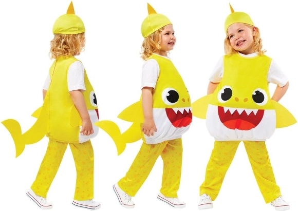 Kostuum Baby Shark geel voor kinderen 3-4 jaar