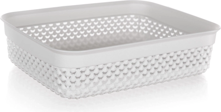 Plastic rieten mand wit 2,2 l 24,5 × 19,5 × 6 cm