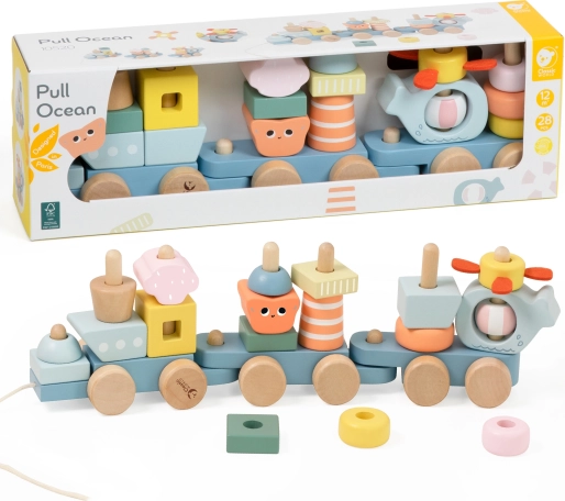 Houten treintje om te trekken Ocean CLASSIC WORLD – Montessori stapelspel